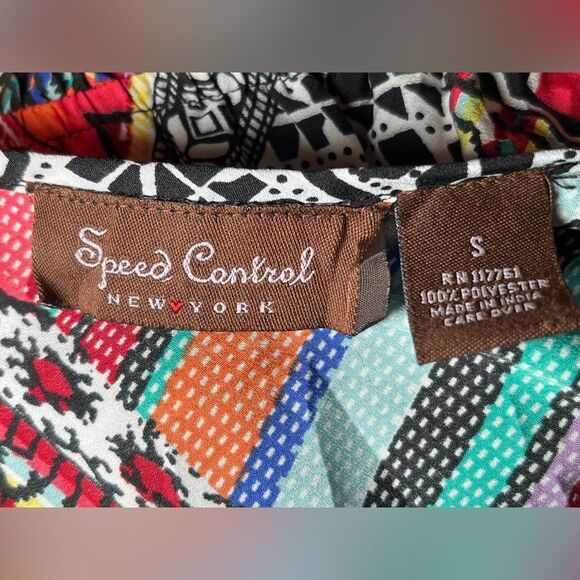 Speed Control New York Aztec Multicolor Print Long Dress Maxi Size Small - Picture 2 of 7